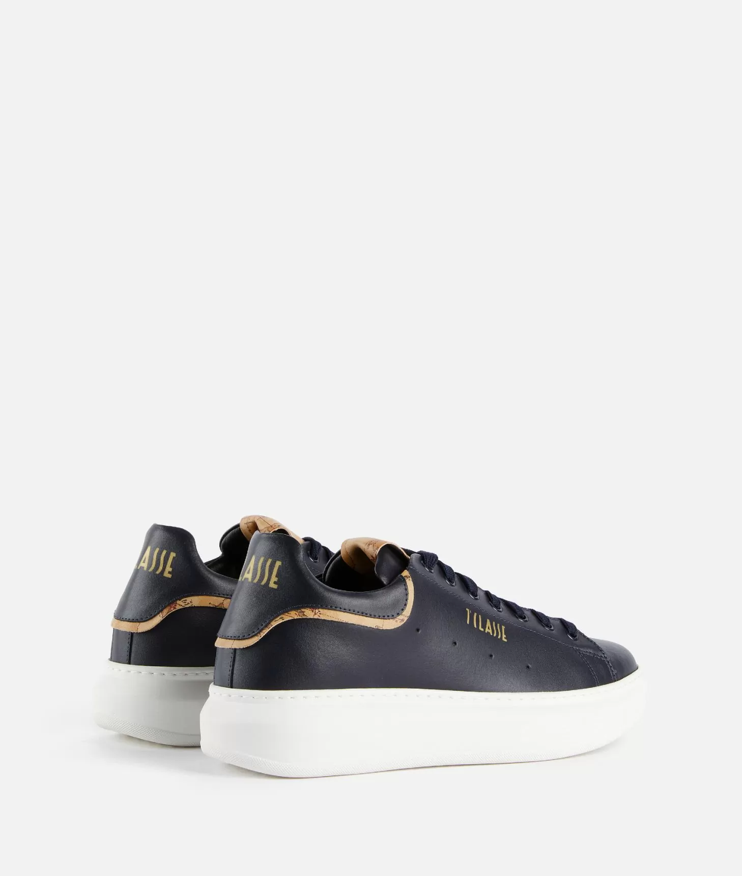 Alviero martini 1a classe Sneakers in pelle liscia con doppio logo 1ᴬ Classe Blu Scuro Affare Del Giorno