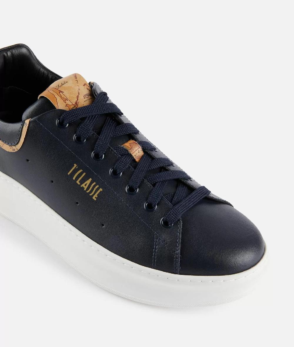 Alviero martini 1a classe Sneakers in pelle liscia con doppio logo 1ᴬ Classe Blu Scuro Affare Del Giorno