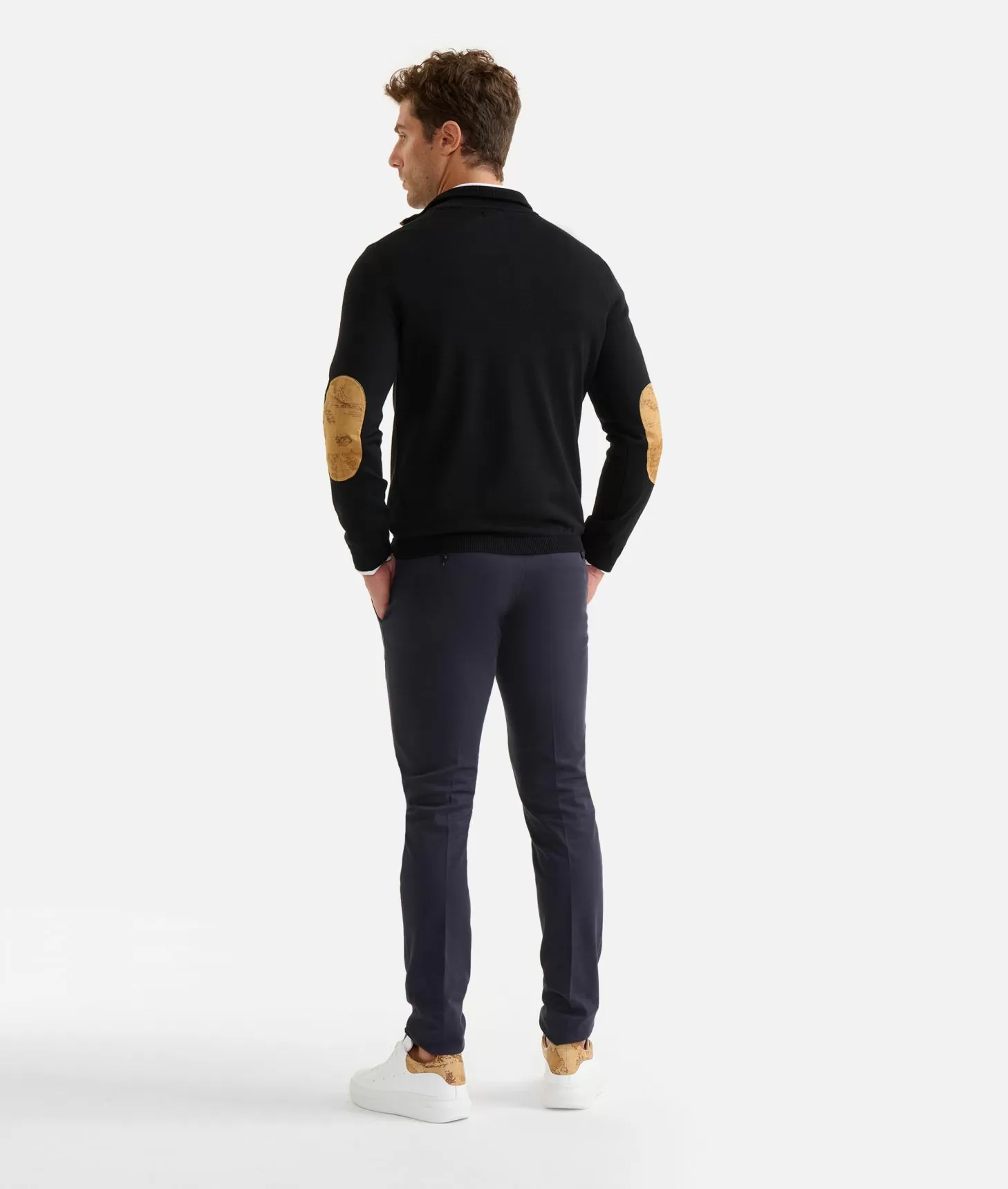 Alviero martini 1a classe Maglia in filato misto lana con mezza zip e toppe Geo Classic Nera Convenienza