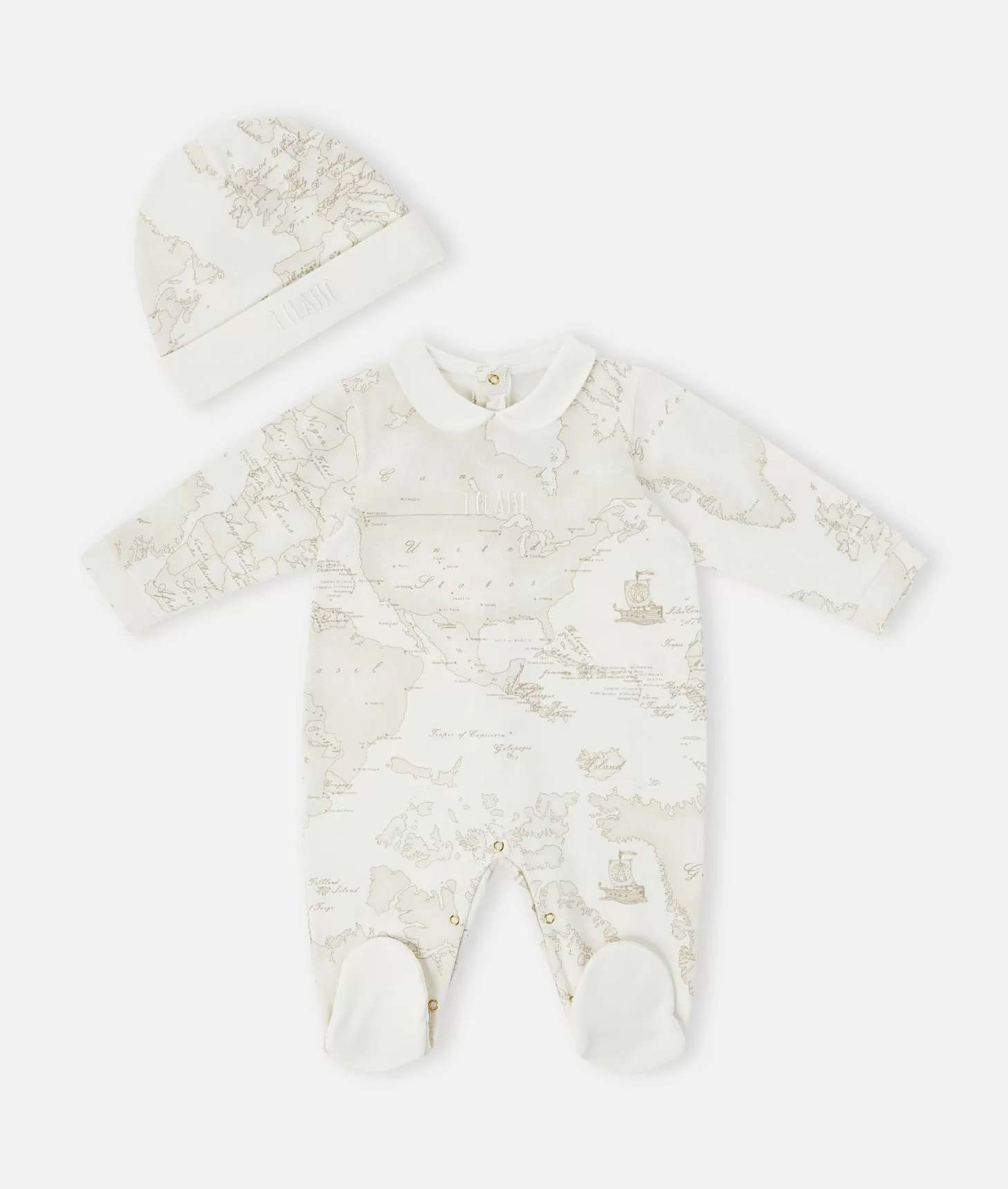 Alviero martini 1a classe Kit con tutina bavaglino e cappellino Geo White Sconto