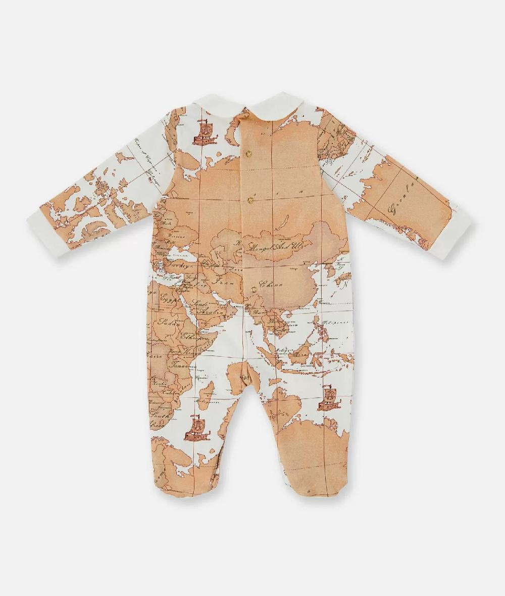 Alviero martini 1a classe Tutina in cotone con mappa Geo Classic Panna Economico