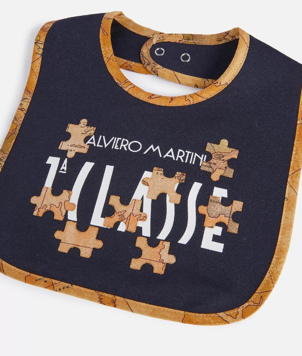 Alviero martini 1a classe Bavaglino in cotone Geo Puzzle Blu Vendita Economica