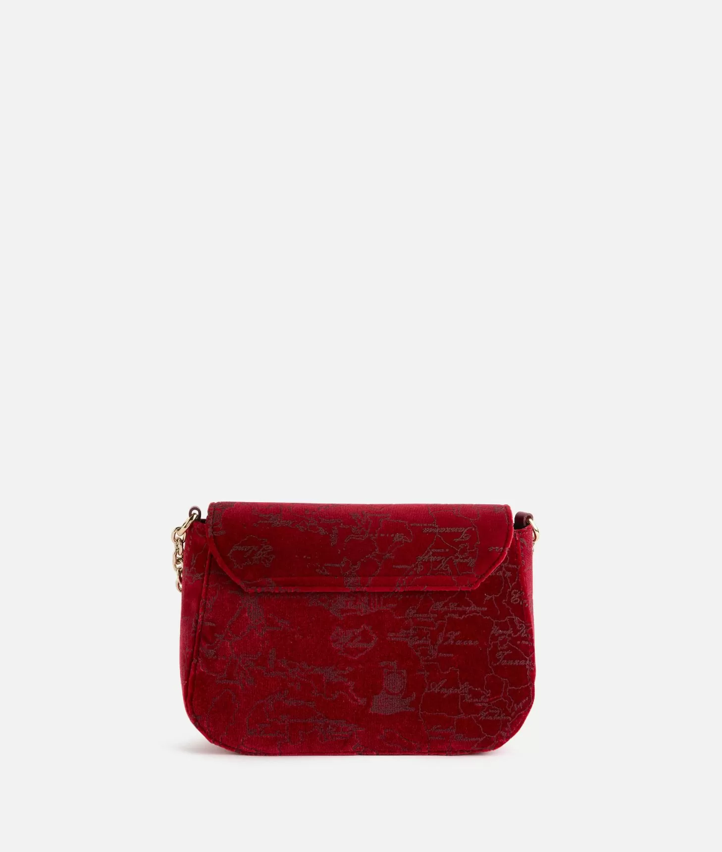 Alviero martini 1a classe Moments Bag tracolla con patta e catena in velluto Geo Filetto Rossa Saldi Di Fabbrica