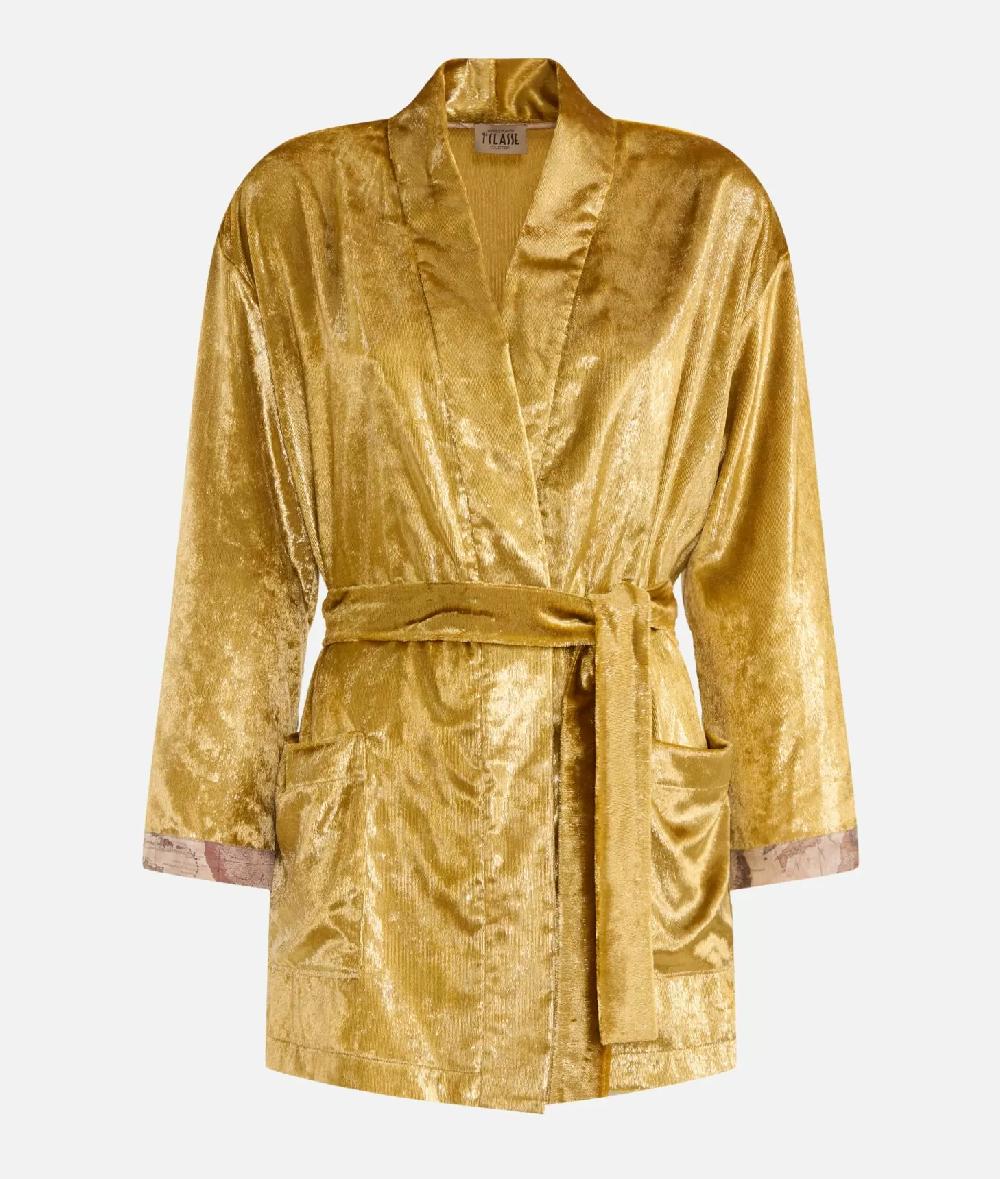 Alviero martini 1a classe Giacca kimono in velluto lurex special Oro Sconto