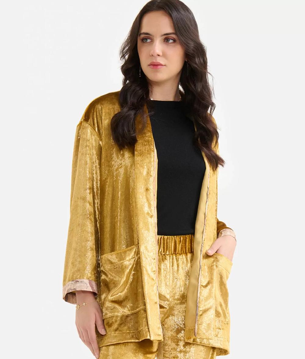 Alviero martini 1a classe Giacca kimono in velluto lurex special Oro Sconto