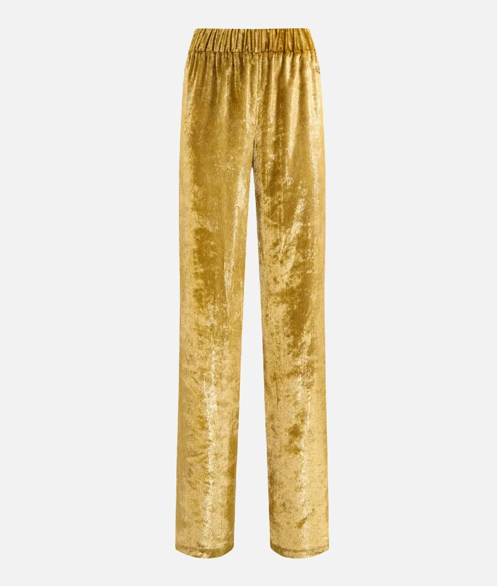 Alviero martini 1a classe Pantaloni palazzo in velluto lurex special Oro Offerta