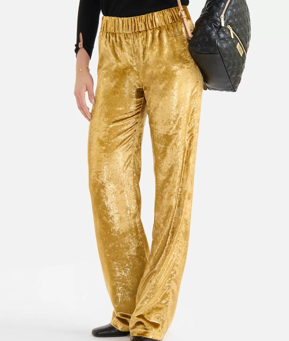 Alviero martini 1a classe Pantaloni palazzo in velluto lurex special Oro Offerta