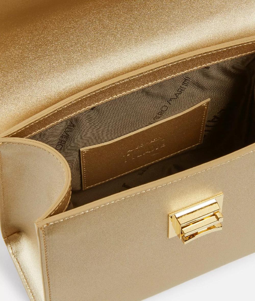 Alviero martini 1a classe Winter Spirit mini tote con tracolla in pelle laminata Oro Chiaro Economico