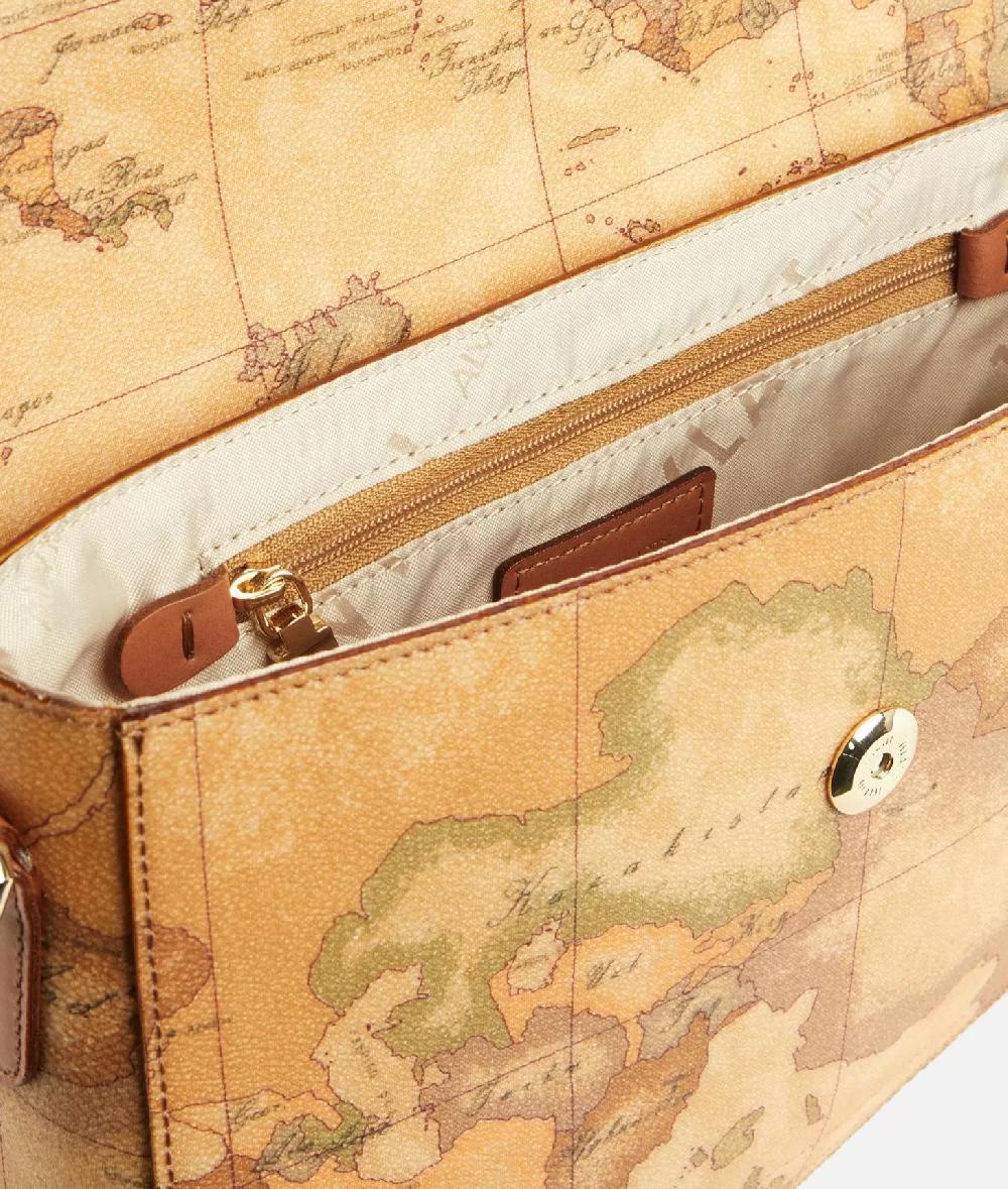Alviero martini 1a classe Borsa a tracolla con patta in tessuto stampa Geo Classic Naturale Consegna Veloce