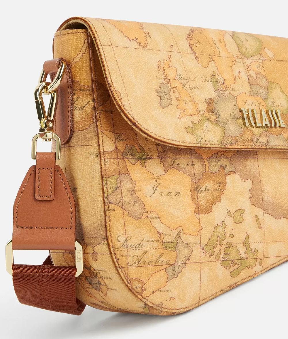 Alviero martini 1a classe Borsa a tracolla con patta in tessuto stampa Geo Classic Naturale Consegna Veloce