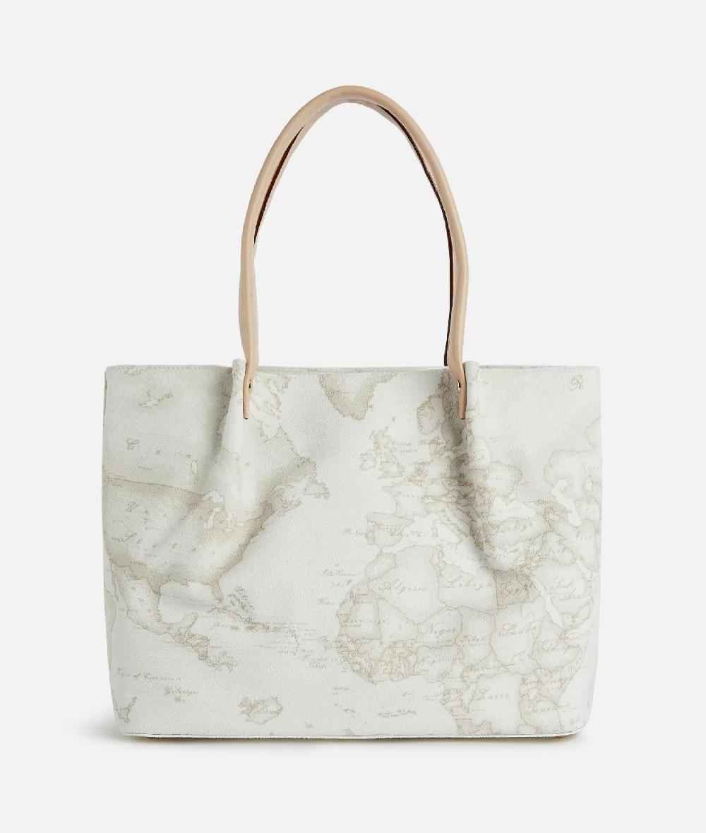 Alviero martini 1a classe Borsa shopping in tessuto stampa Geo White Bianca Italy