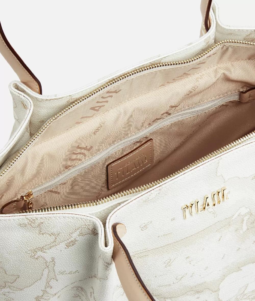 Alviero martini 1a classe Borsa shopping in tessuto stampa Geo White Bianca Italy
