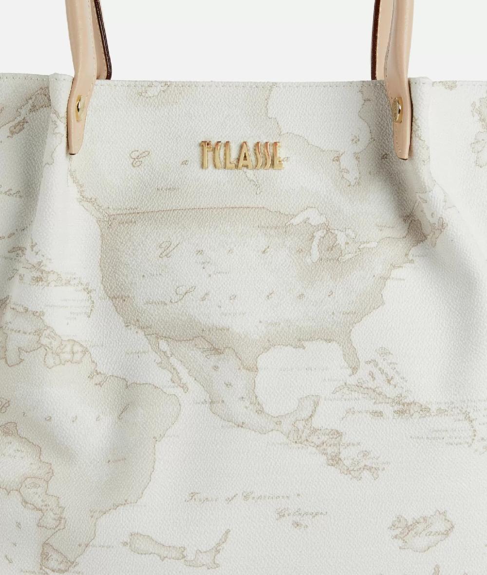 Alviero martini 1a classe Borsa shopping in tessuto stampa Geo White Bianca Italy