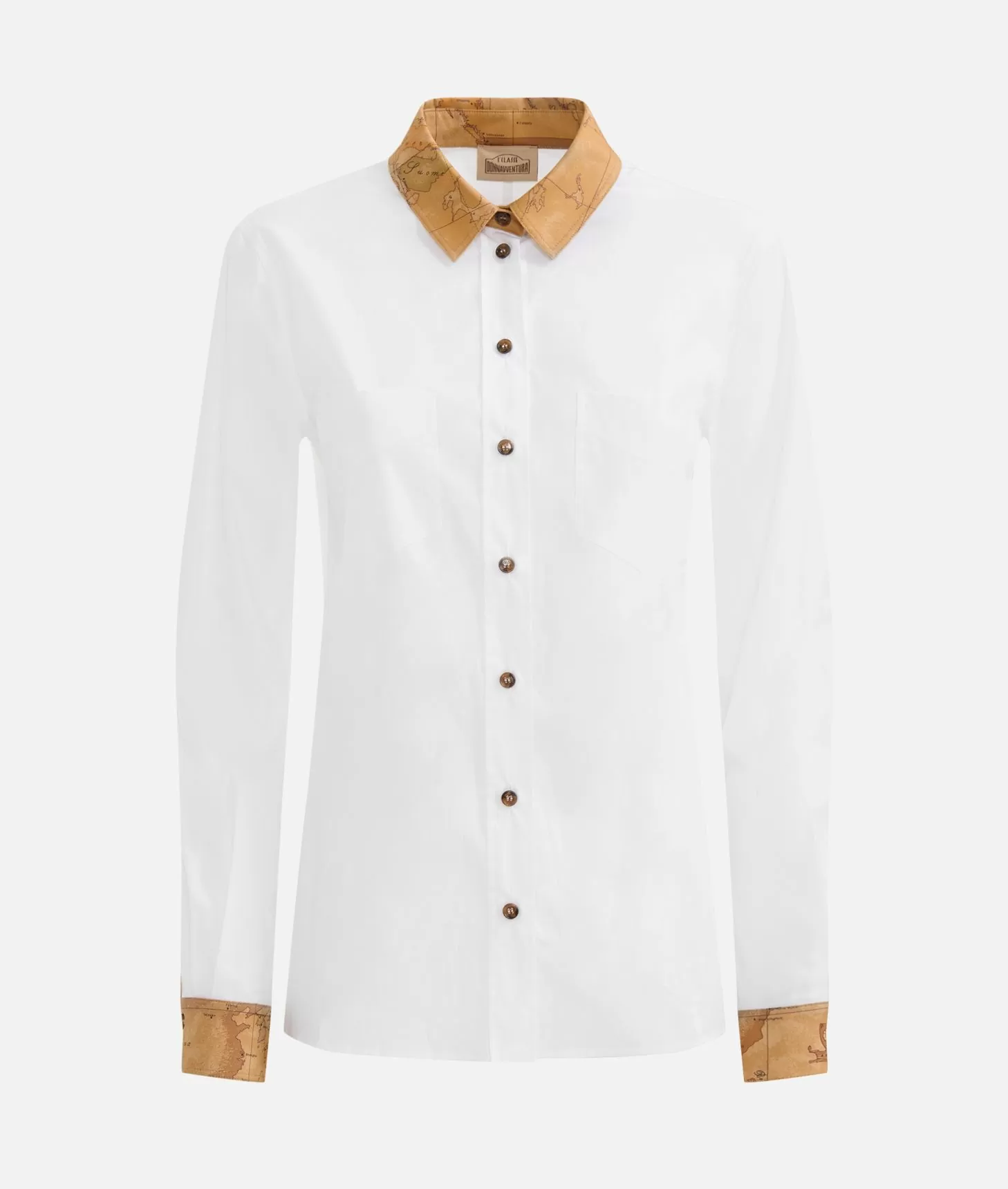 Alviero martini 1a classe Camicia in popeline di cotone stretch con dettagli Geo Classic Bianca Italy