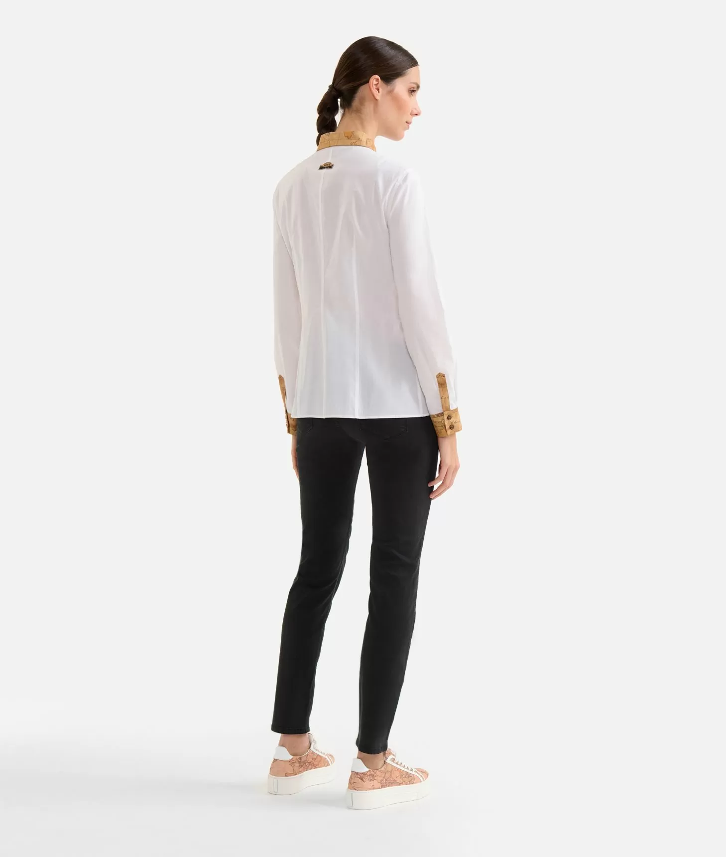 Alviero martini 1a classe Camicia in popeline di cotone stretch con dettagli Geo Classic Bianca Italy
