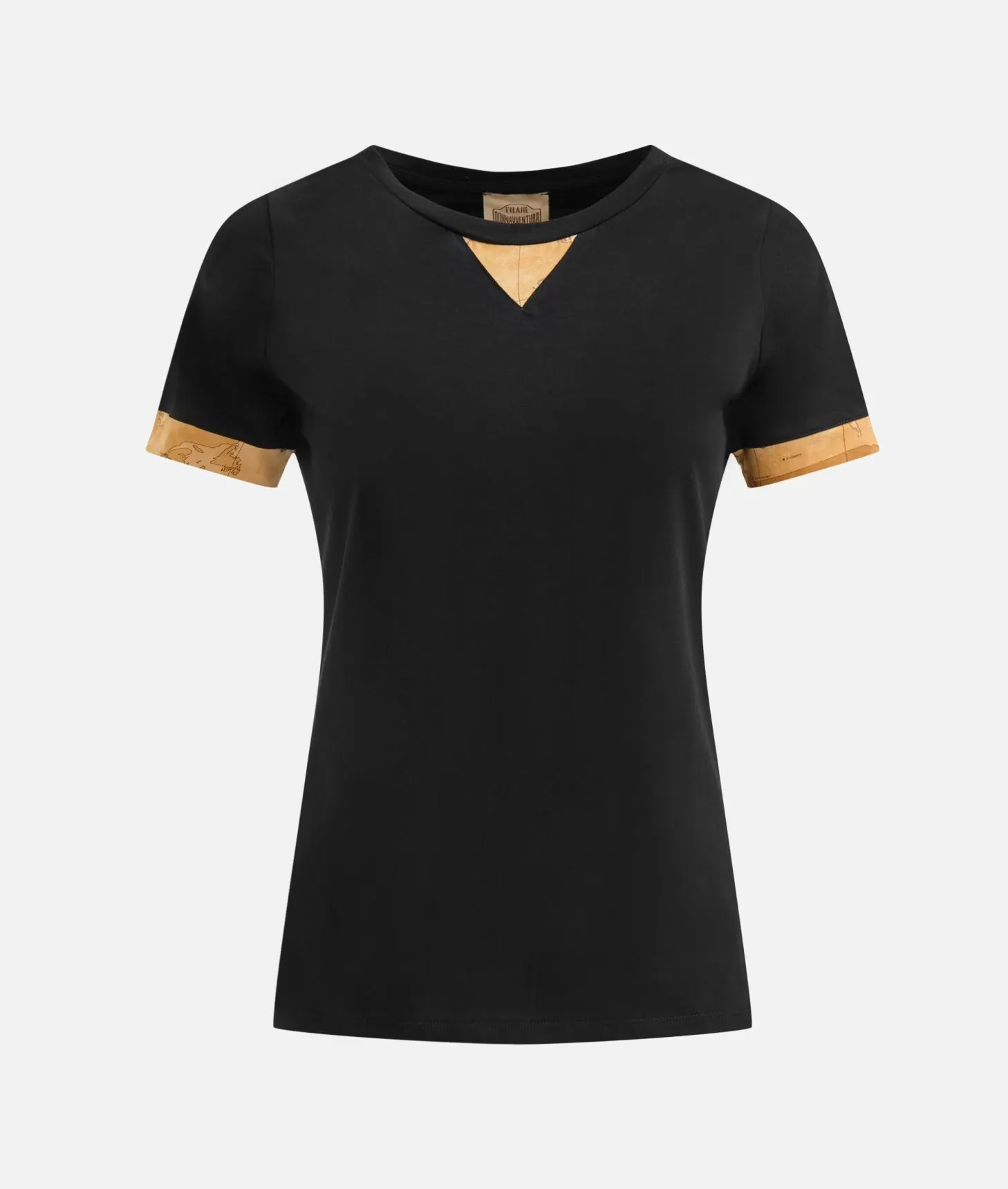 Alviero martini 1a classe T-shirt in jersey di cotone stretch con dettaglio Geo Classic Nera In Linea