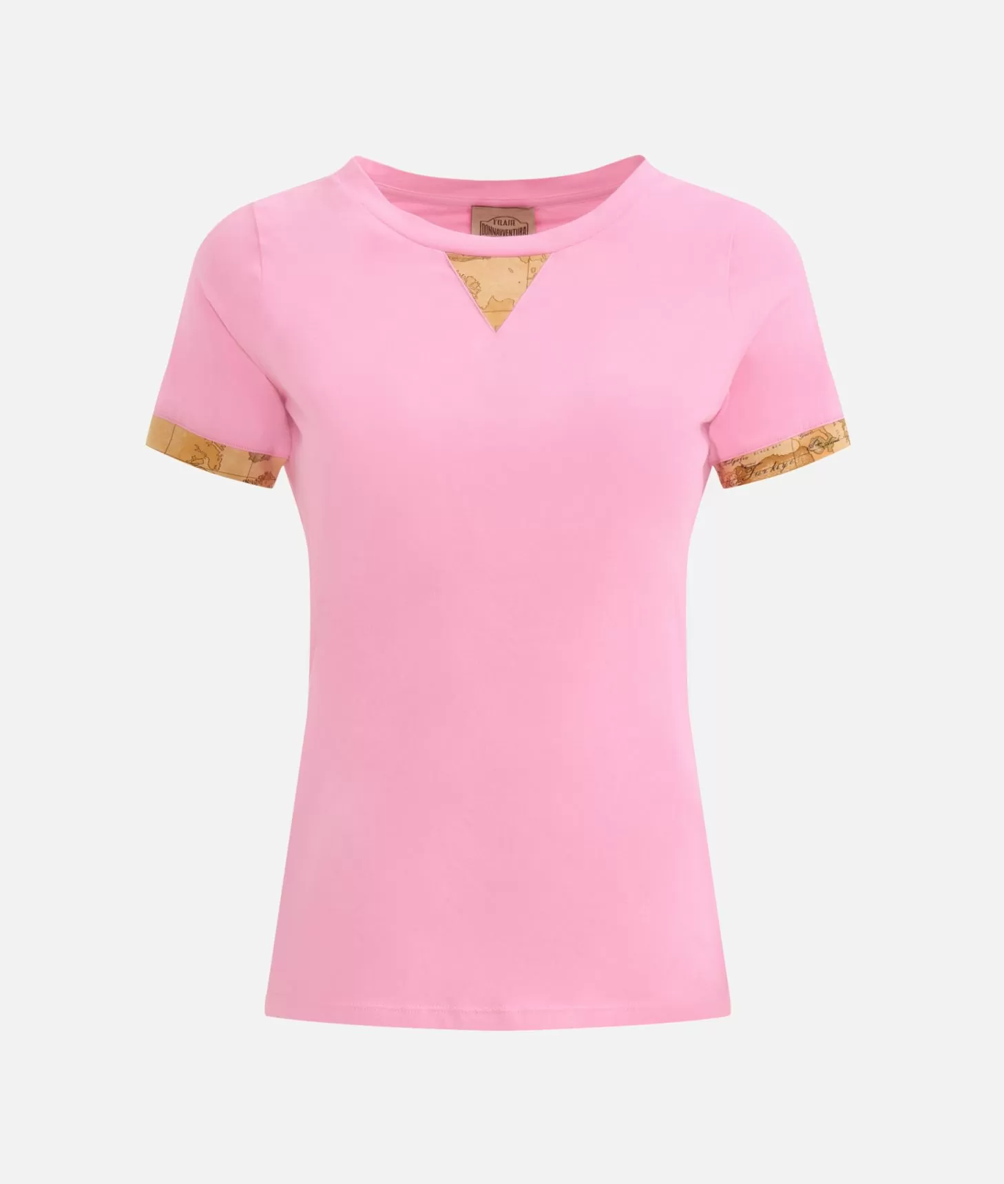 Alviero martini 1a classe T-shirt in jersey di cotone stretch con dettaglio Geo Classic Rosa Confetto Nuovo