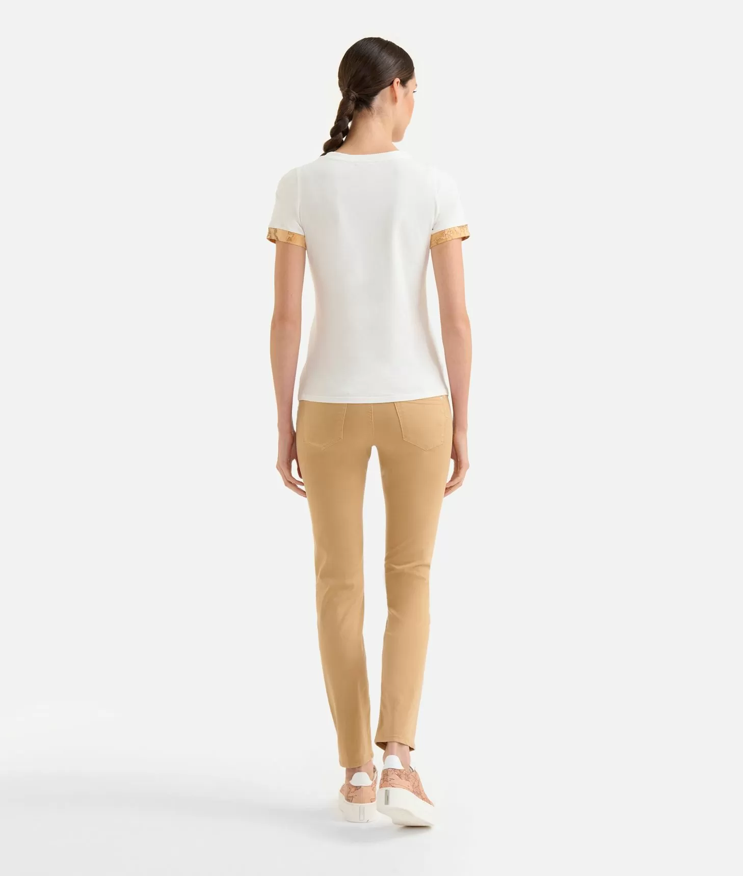 Alviero martini 1a classe T-shirt in jersey di cotone stretch con dettaglio Geo Classic Gesso Qualità