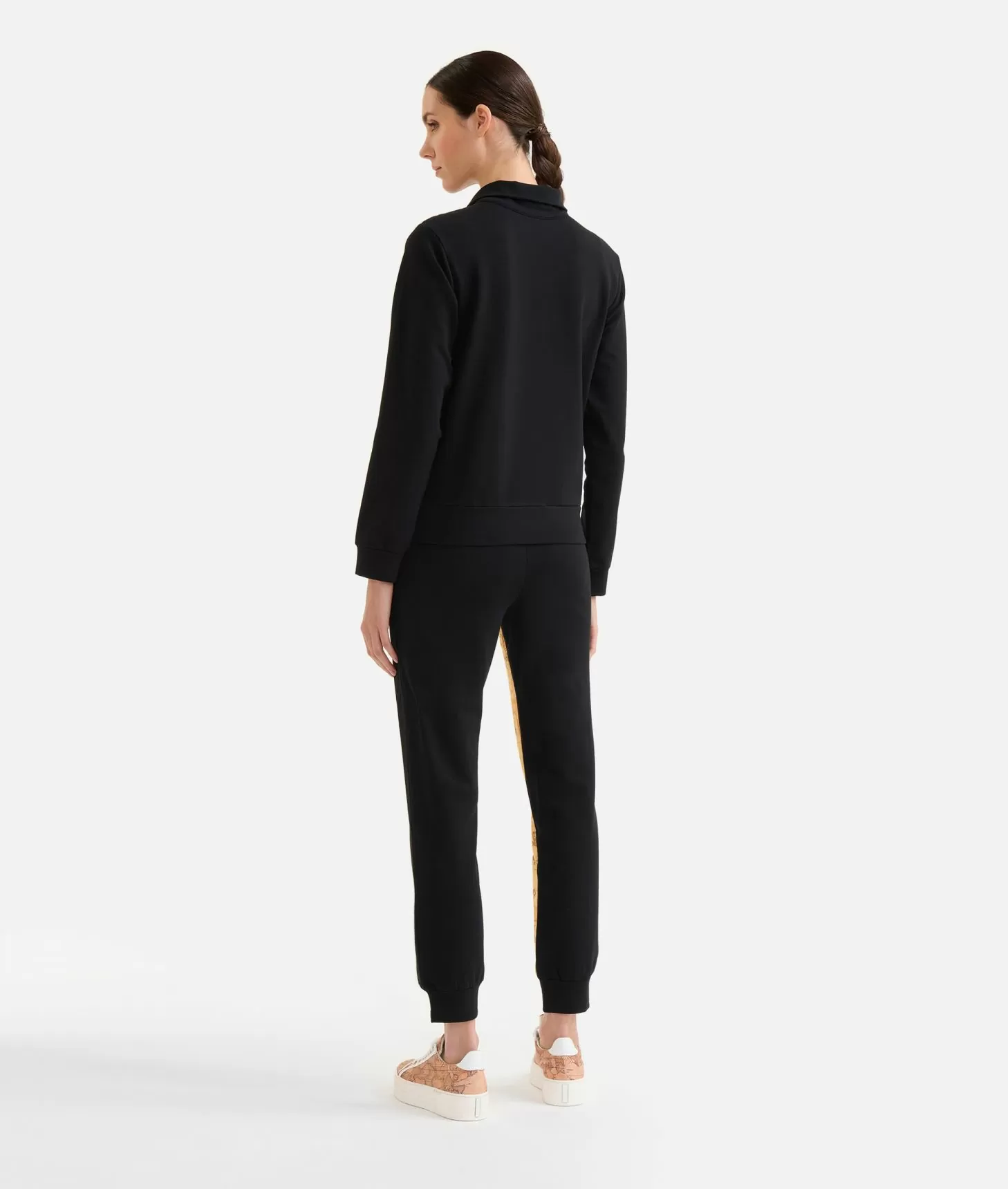Alviero martini 1a classe Felpa in cotone garzato stretch con intarsio Geo Classic Nera Shopping Online