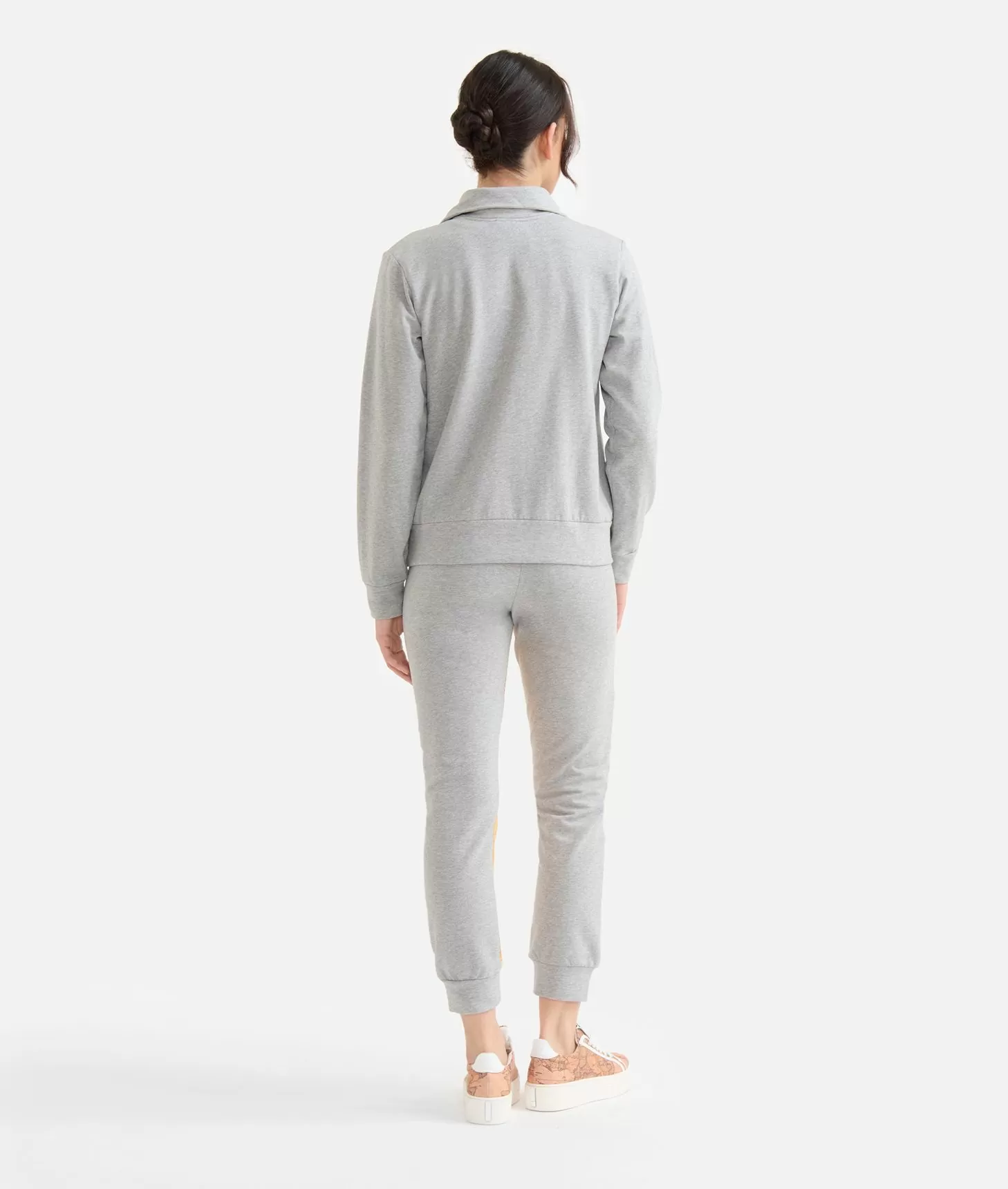 Alviero martini 1a classe Felpa in cotone garzato stretch con intarsio Geo Classic Grigia Affare Del Giorno