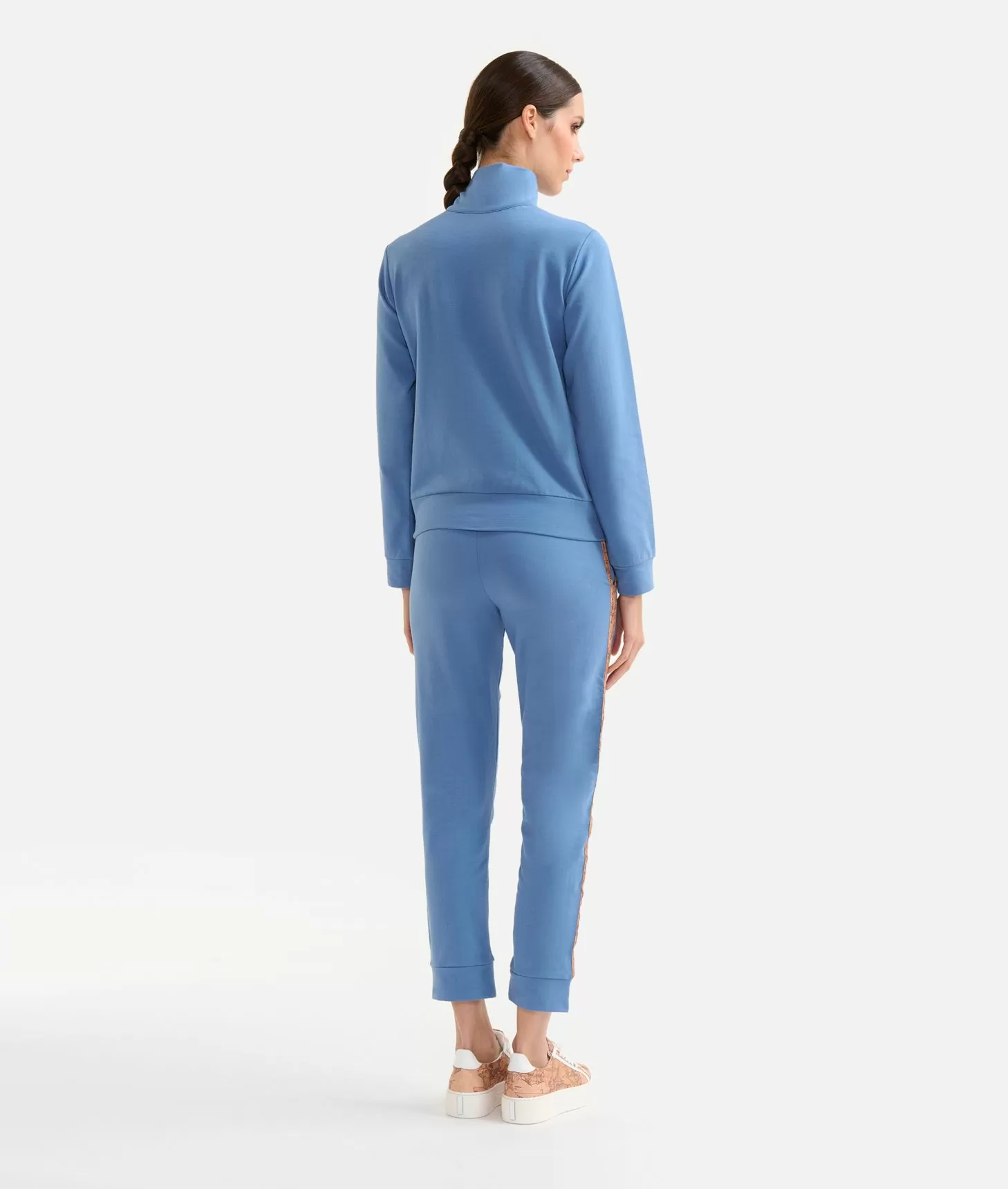 Alviero martini 1a classe Felpa in cotone garzato stretch con intarsio Geo Classic Denim Prezzo Ridotto