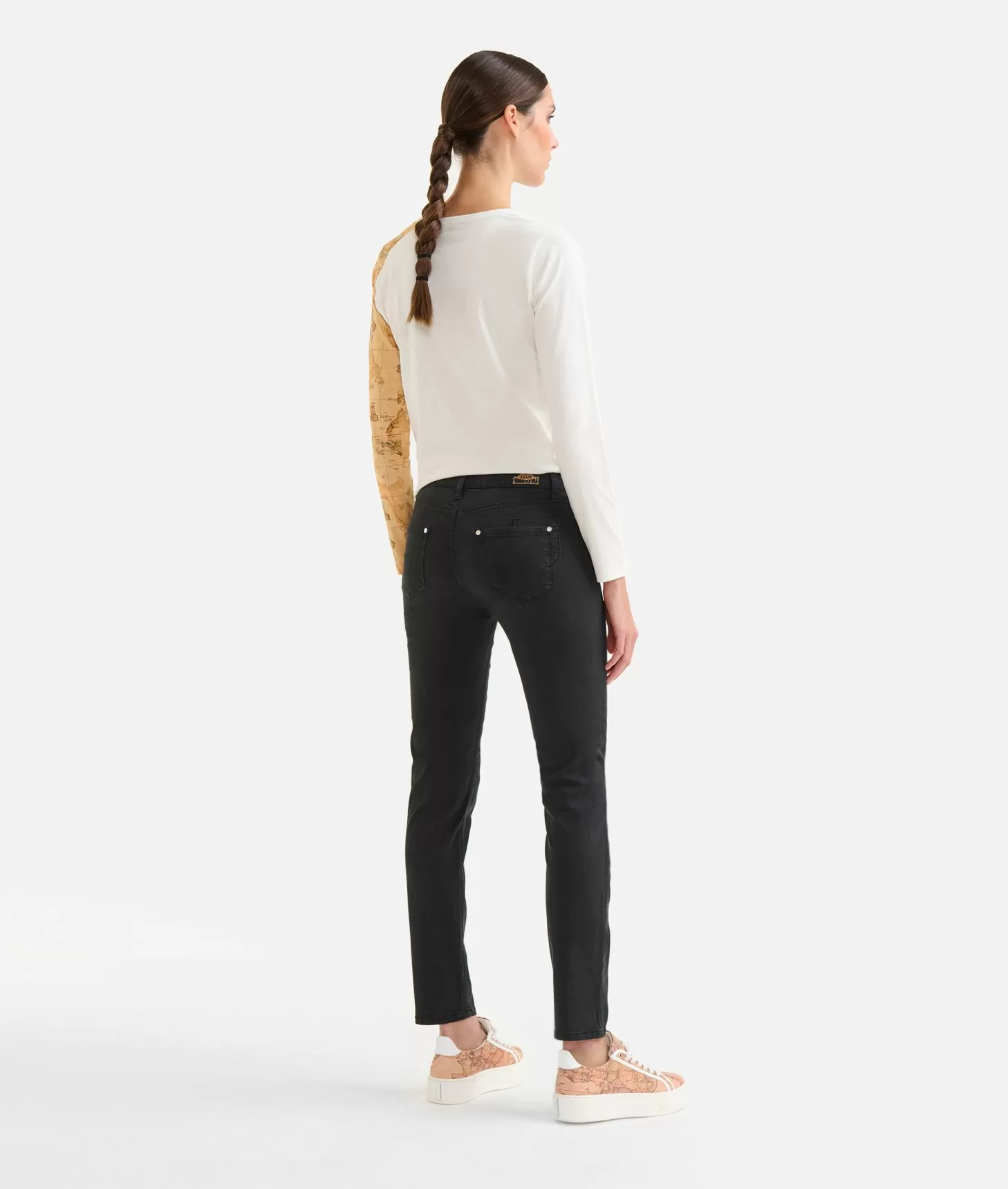 Alviero martini 1a classe Pantaloni in gabardina smerigliata con taschino Geo Classic Neri Novità