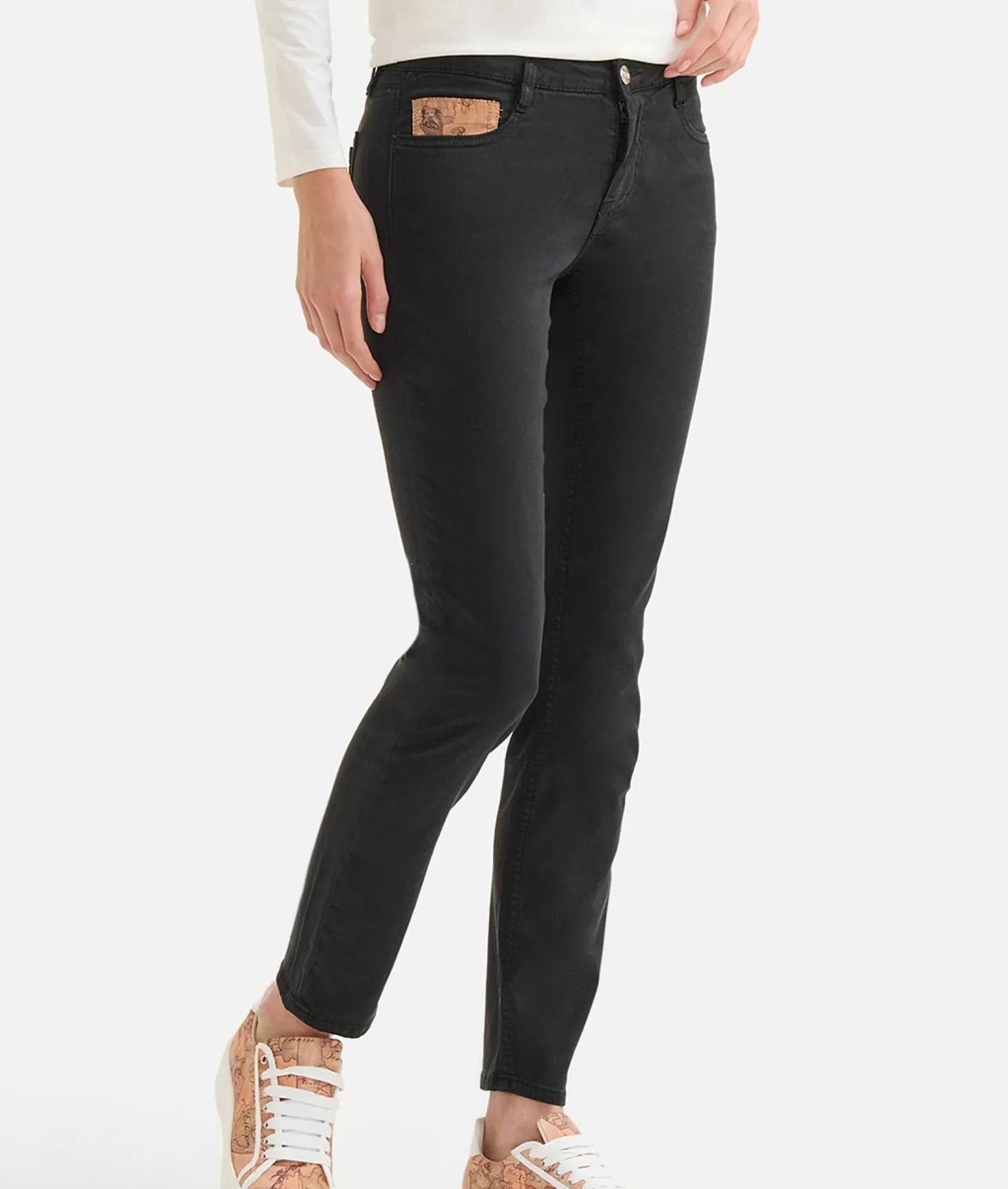 Alviero martini 1a classe Pantaloni in gabardina smerigliata con taschino Geo Classic Neri Novità