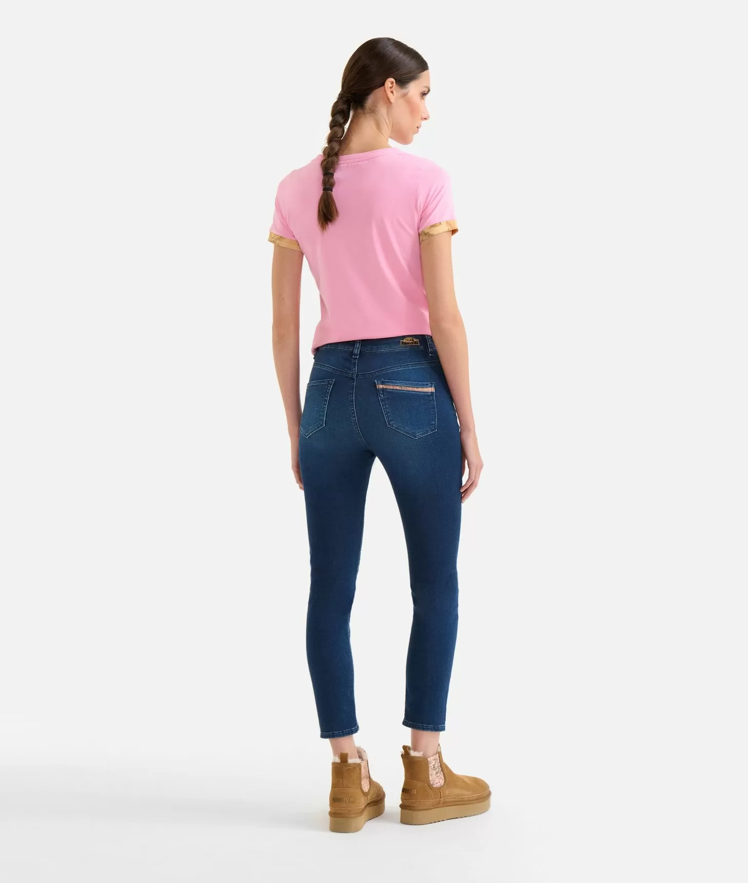 Alviero martini 1a classe Jeans slim in denim felpa a vita alta Blu Stone Sconto