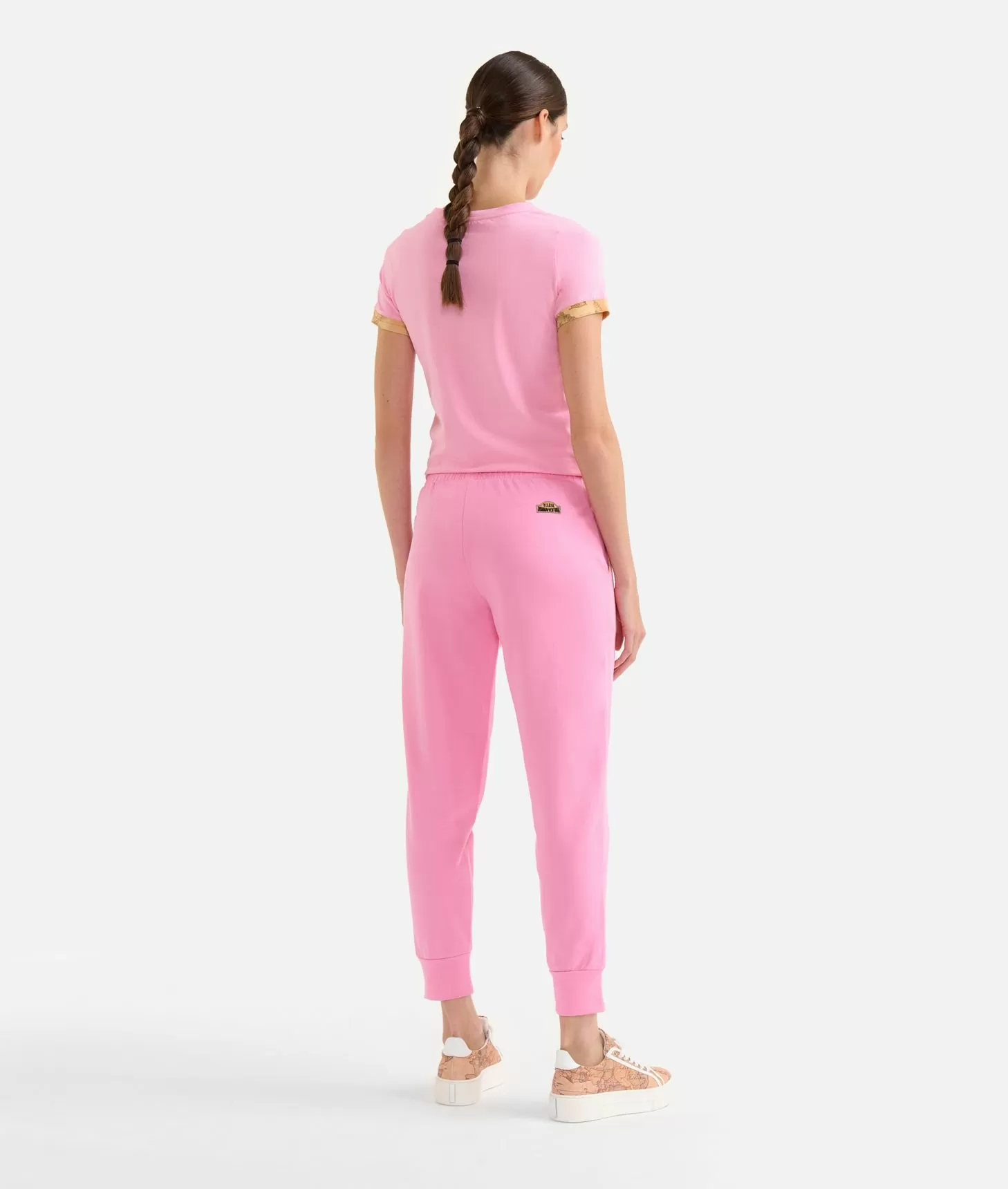 Alviero martini 1a classe Pantaloni in felpa garzata stretch con dettagli Geo Classic Rosa Confetto Economico