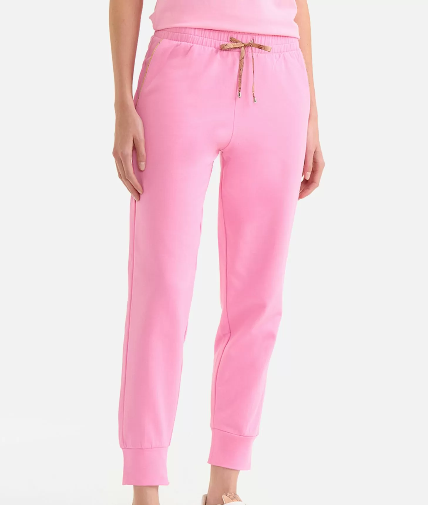 Alviero martini 1a classe Pantaloni in felpa garzata stretch con dettagli Geo Classic Rosa Confetto Economico