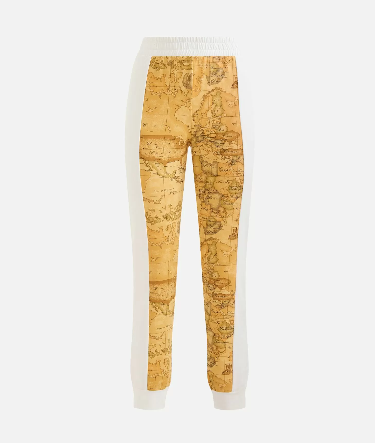 Alviero martini 1a classe Pantaloni in felpa garzata stretch con intarsio Geo Classic Avorio In Vendita