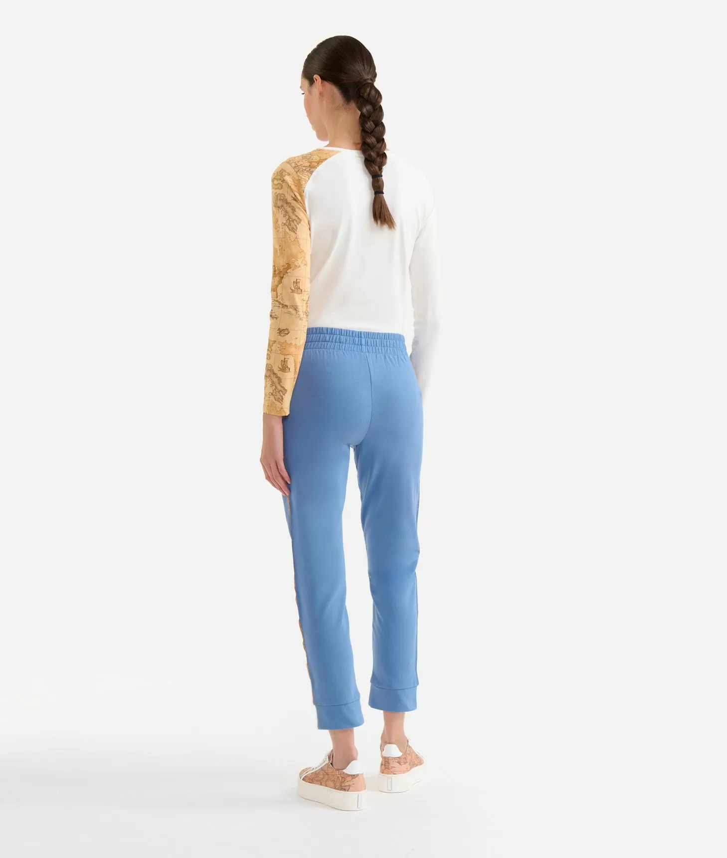 Alviero martini 1a classe Pantaloni in felpa garzata stretch con profili Geo Classic Denim Offerte
