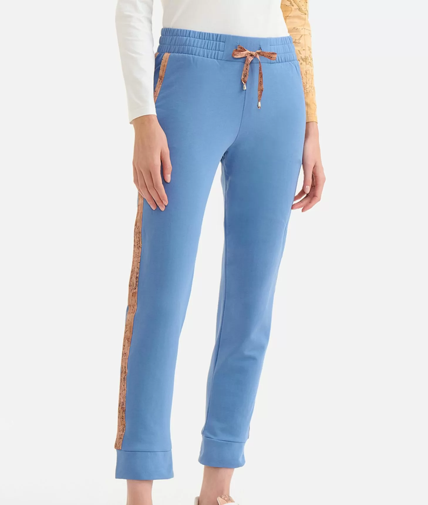 Alviero martini 1a classe Pantaloni in felpa garzata stretch con profili Geo Classic Denim Offerte