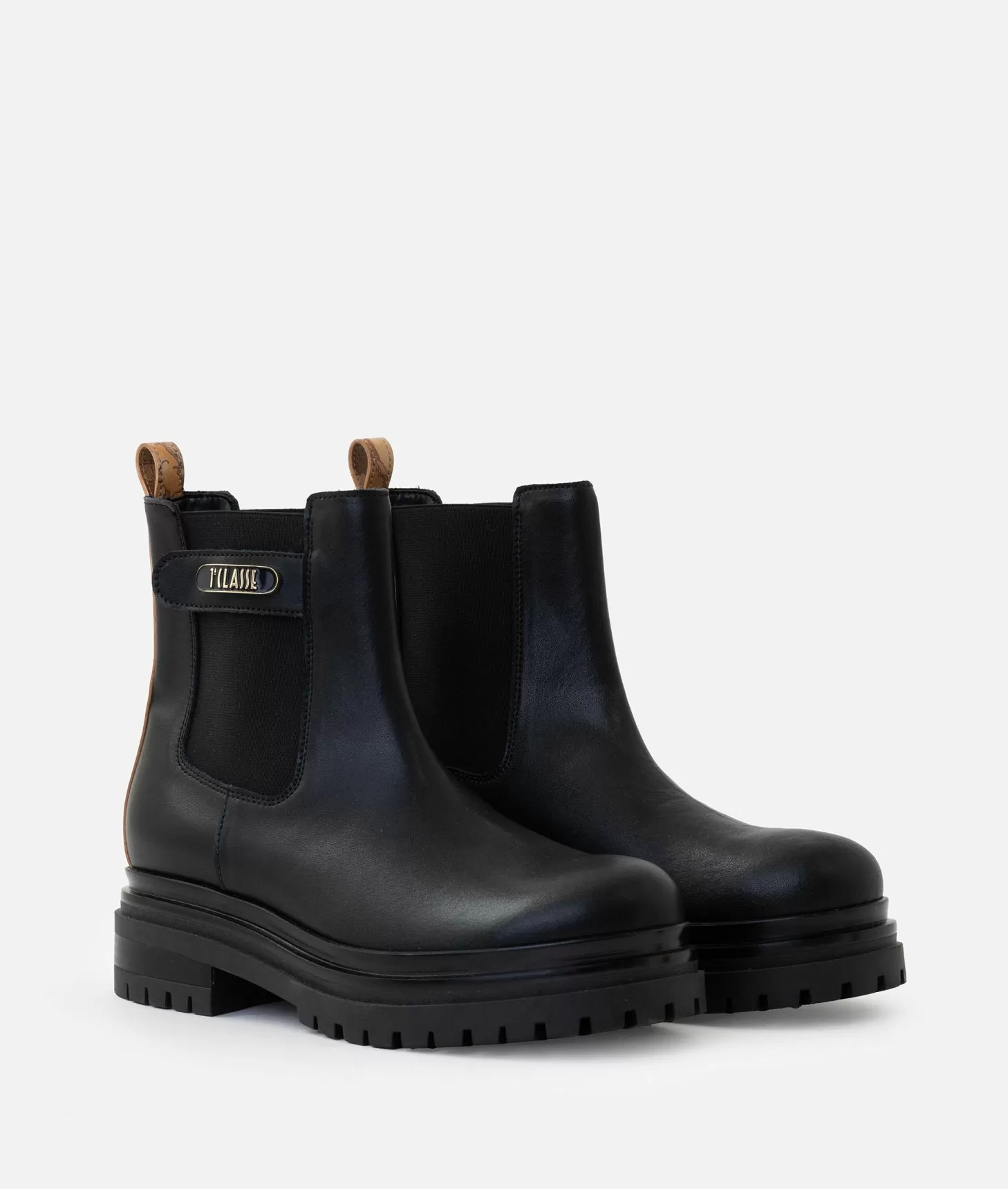 Alviero martini 1a classe Stivaletti beatles in pelle liscia con placchetta 1ᴬ Classe Neri In Saldo