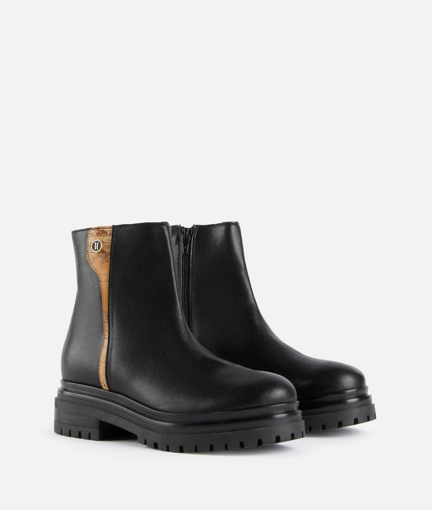 Alviero martini 1a classe Stivaletti beatles in pelle liscia con bottoncino 1C Neri Nuova
