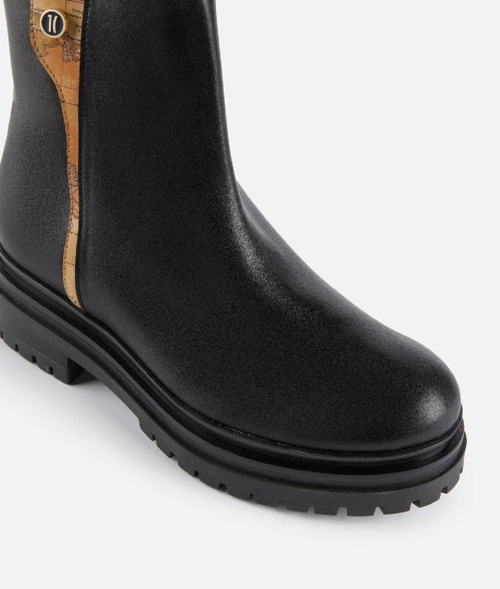 Alviero martini 1a classe Stivaletti beatles in pelle liscia con bottoncino 1C Neri Nuova