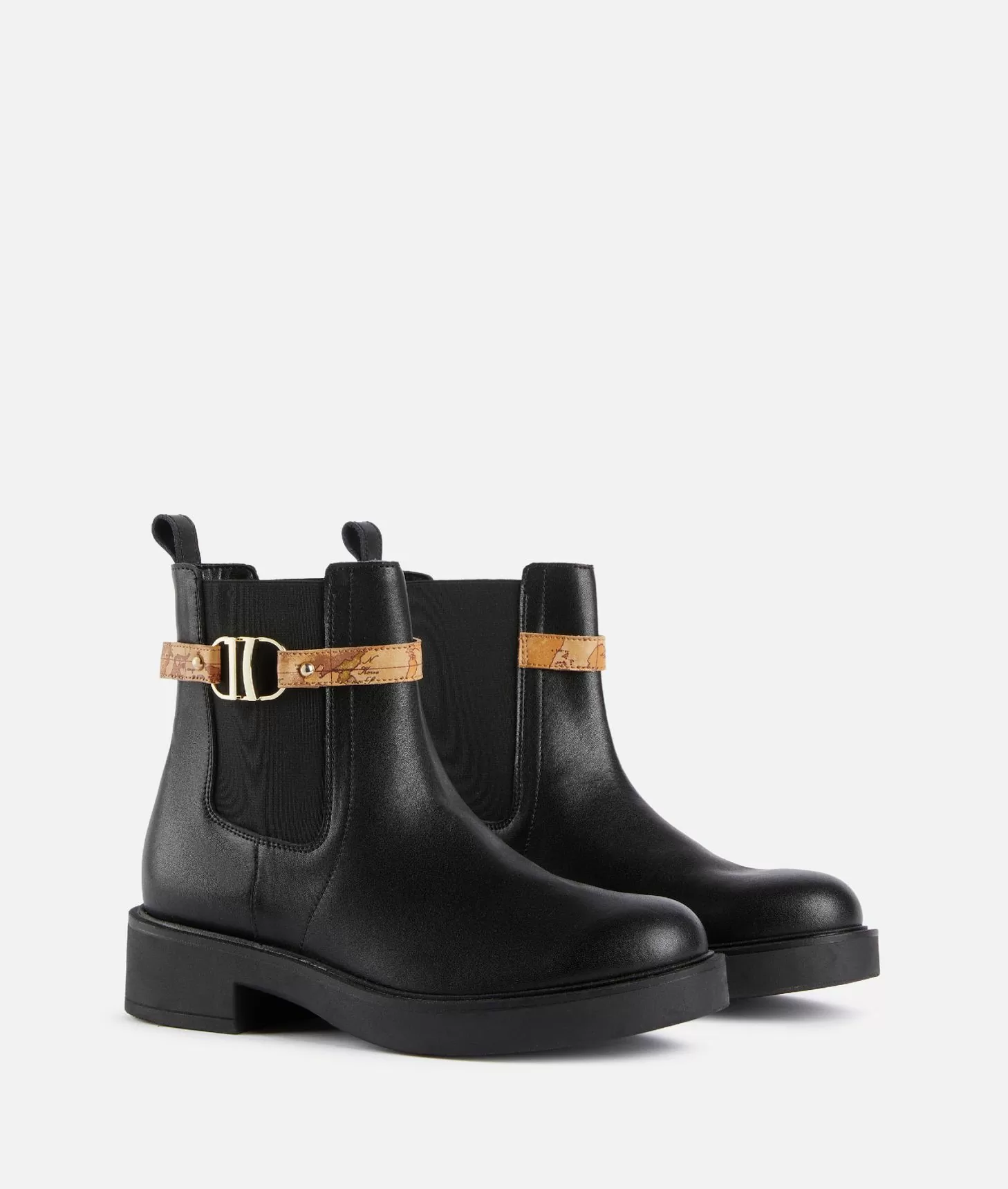 Alviero martini 1a classe Stivaletti beatles in pelle liscia con cinturino Geo Classic Neri Moda