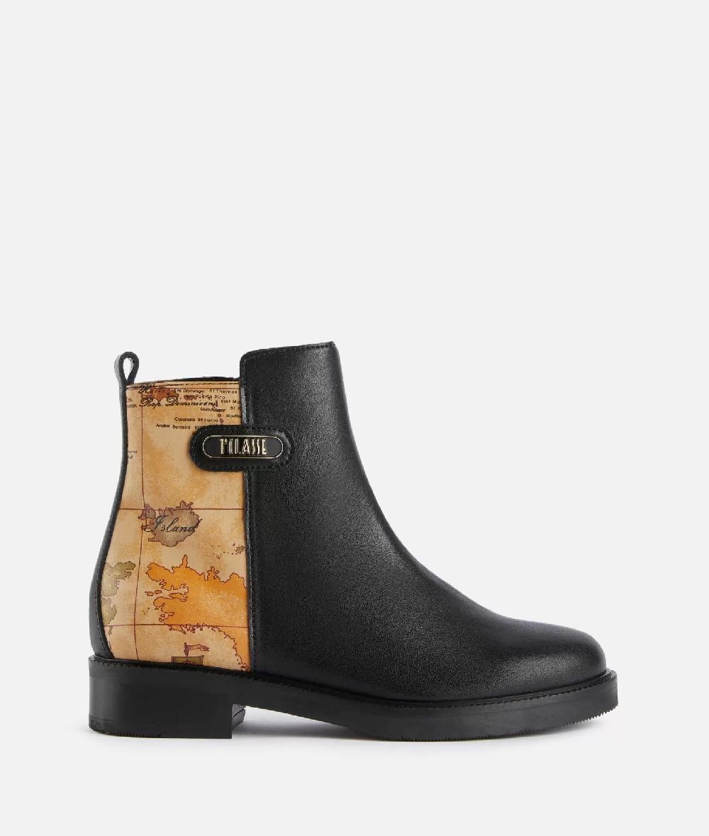 Alviero martini 1a classe Stivaletti beatles in pelle liscia con inserto Geo Classic Neri Negozio online di fabbrica