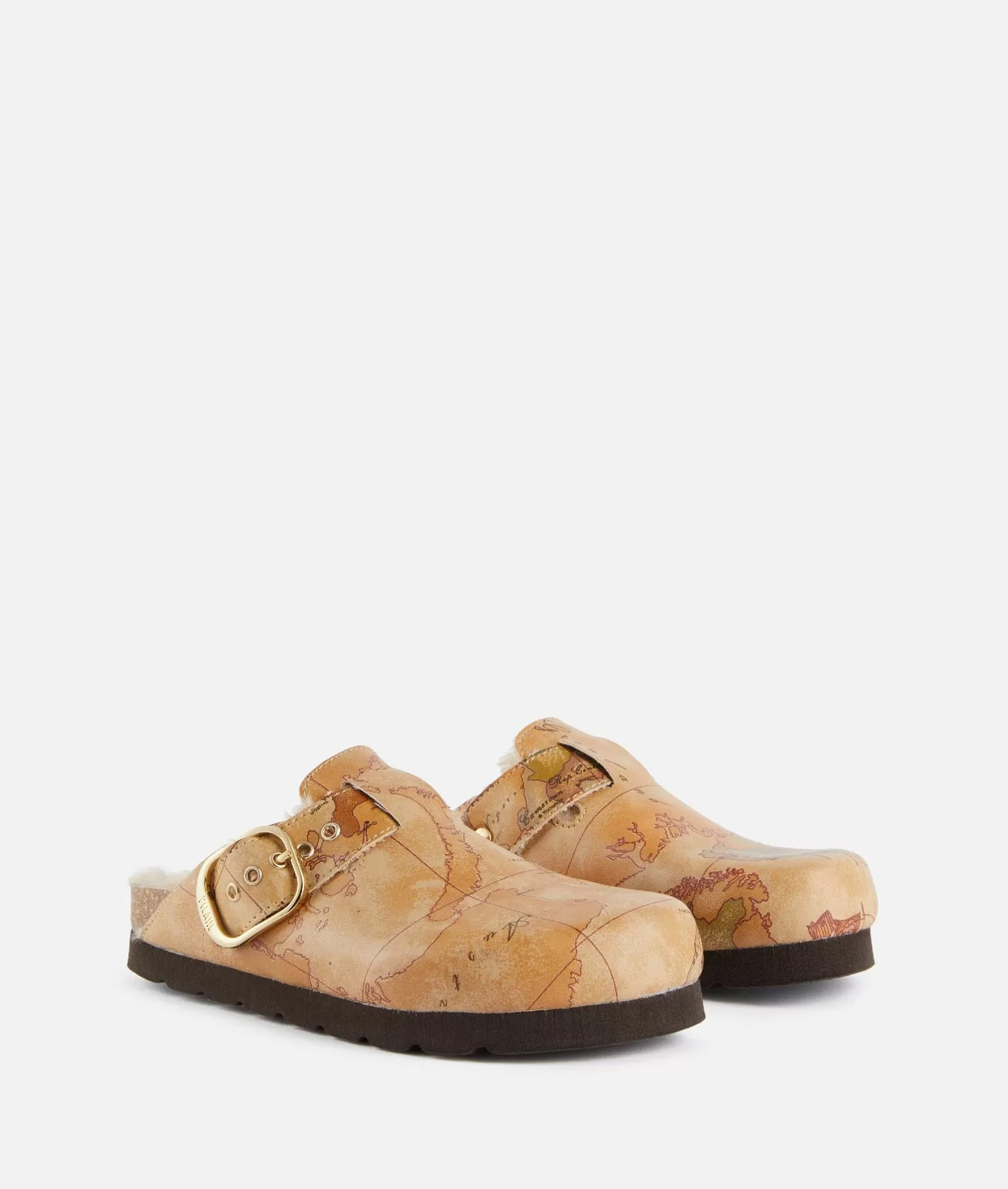 Alviero martini 1a classe Sabot con ecopelliccia in eco nappa stampa Geo Classic Comprare a buon mercato