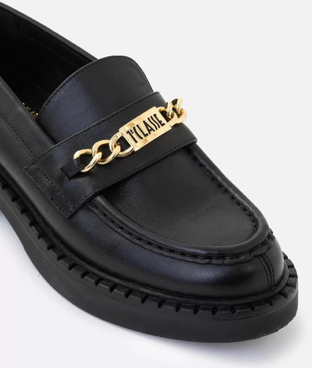 Alviero martini 1a classe Mocassini in pelle liscia con morsetto 1ᴬ Classe Neri Offerta Pasqua