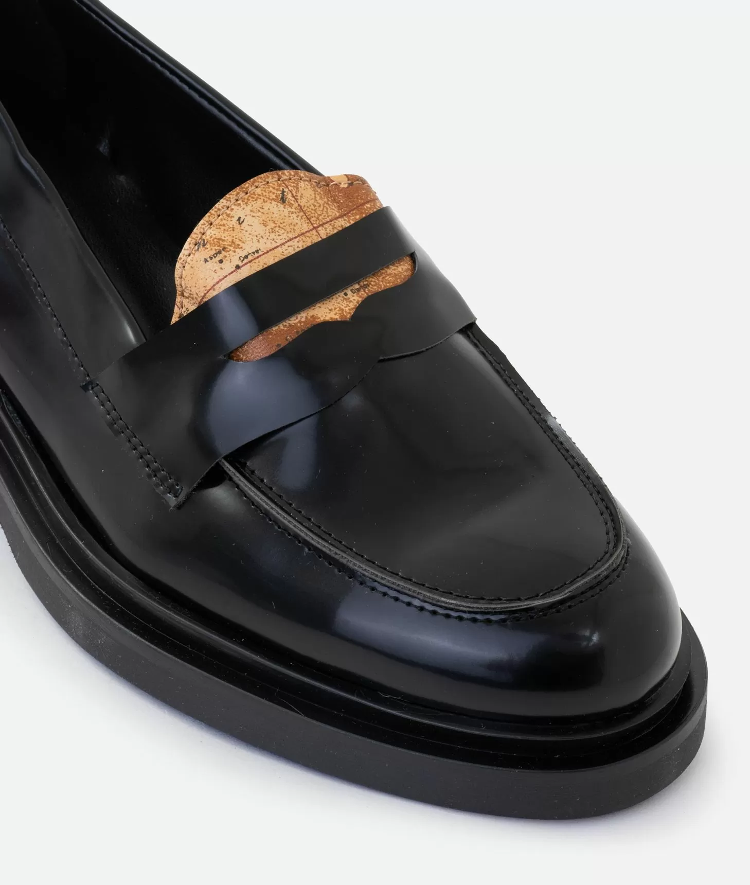 Alviero martini 1a classe Mocassini in eco pelle spazzolata con linguetta Geo Classic Neri Offerta Giorno del Papà