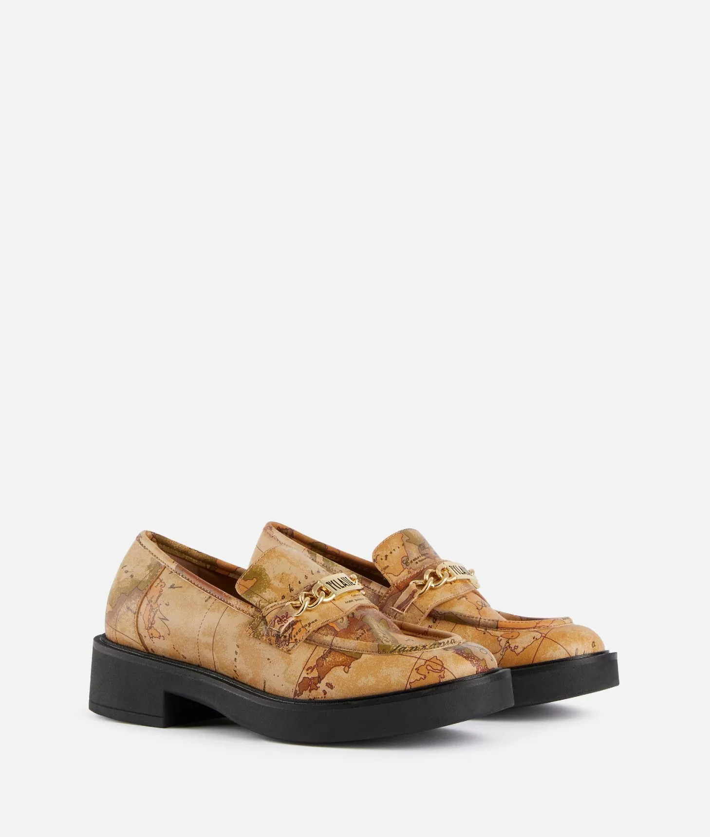 Alviero martini 1a classe Mocassini con morsetto in eco nappa stampa Geo Classic Offerta San Valentino