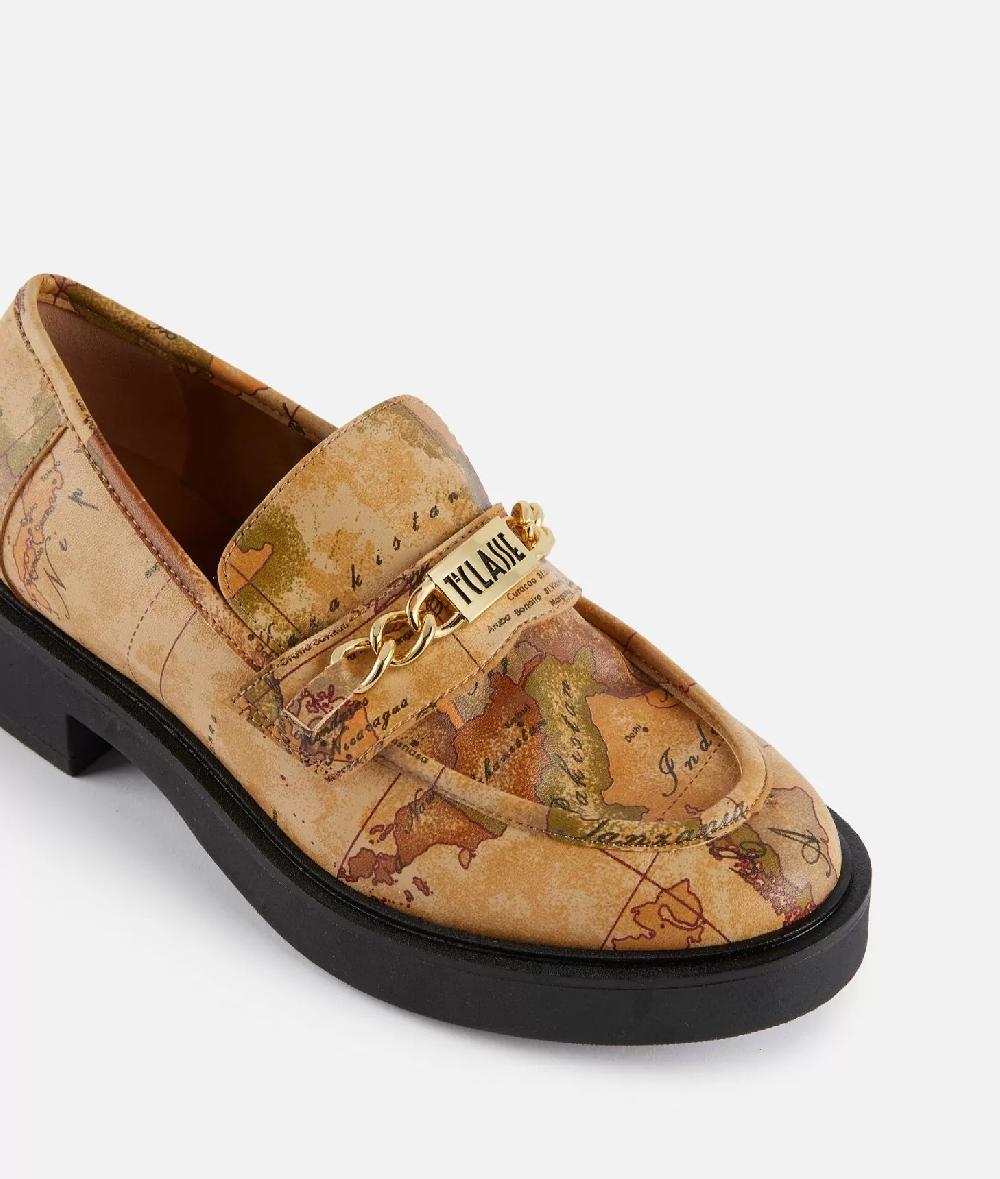 Alviero martini 1a classe Mocassini con morsetto in eco nappa stampa Geo Classic Offerta San Valentino