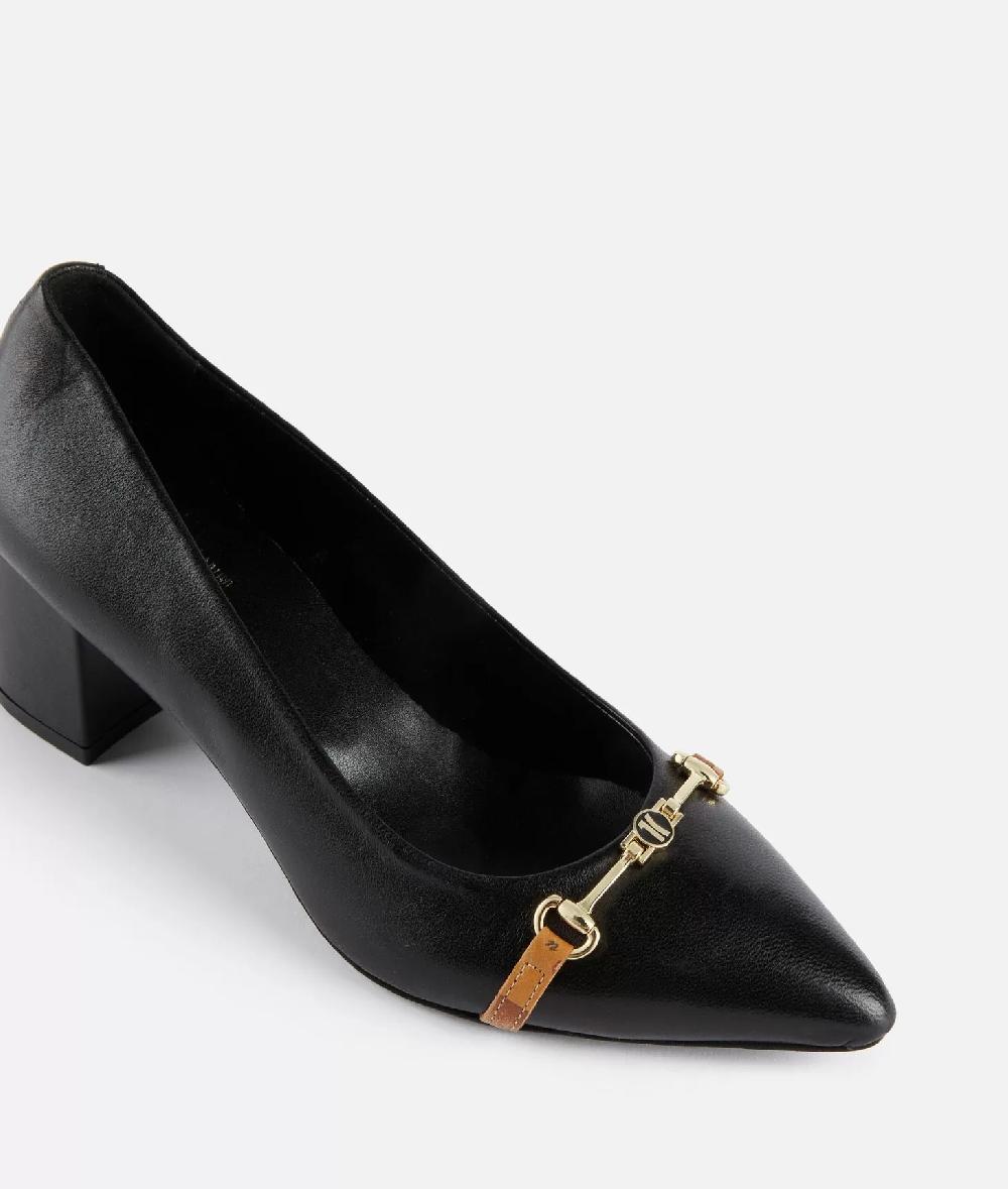 Alviero martini 1a classe Décolleté in pelle lucida con morsetto 1C Nere Offerta Anniversario