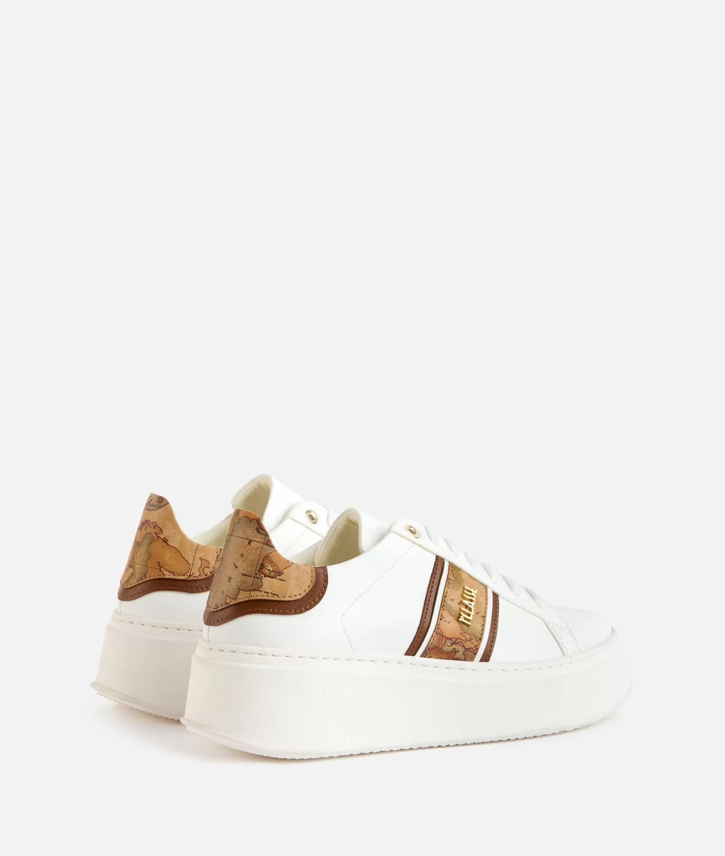 Alviero martini 1a classe Sneakers zeppate in eco nappa con banda Geo Classic Bianche 50% di sconto con spedizione gratuita