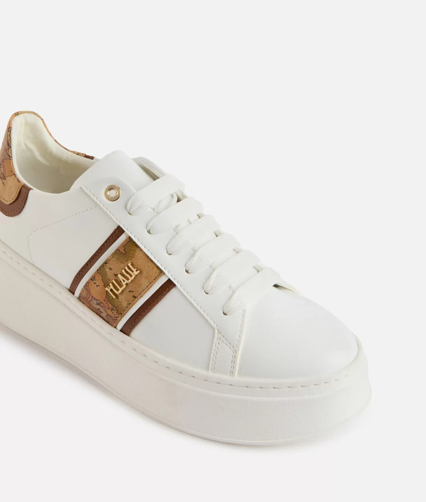 Alviero martini 1a classe Sneakers zeppate in eco nappa con banda Geo Classic Bianche 50% di sconto con spedizione gratuita