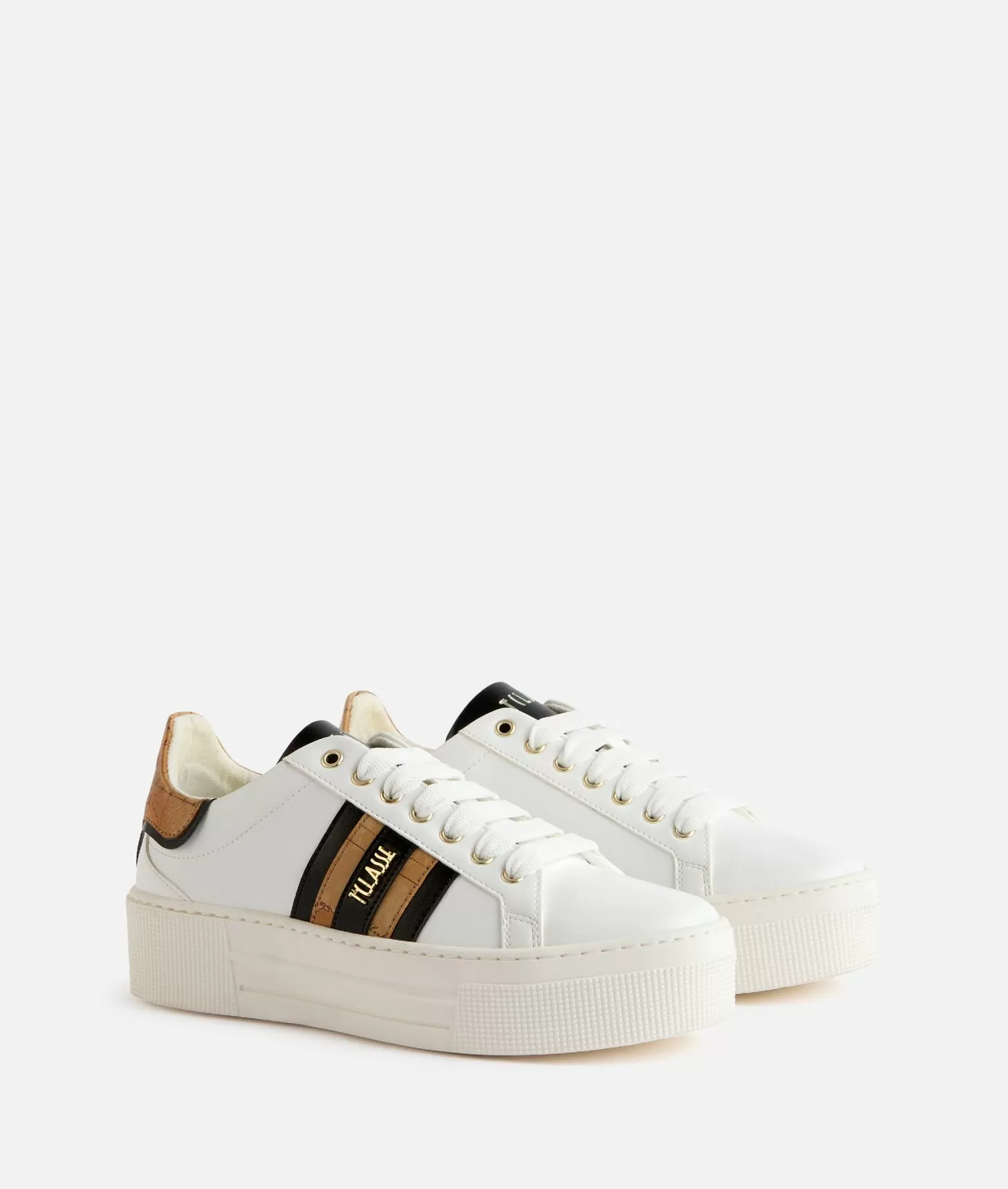 Alviero martini 1a classe Sneakers in eco nappa con bande laterali Bianche Limitato a 3 giorni