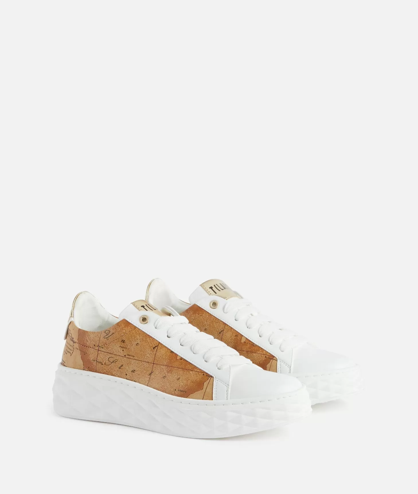 Alviero martini 1a classe Sneakers in eco nappa con lati Geo Classic Bianche In vendita