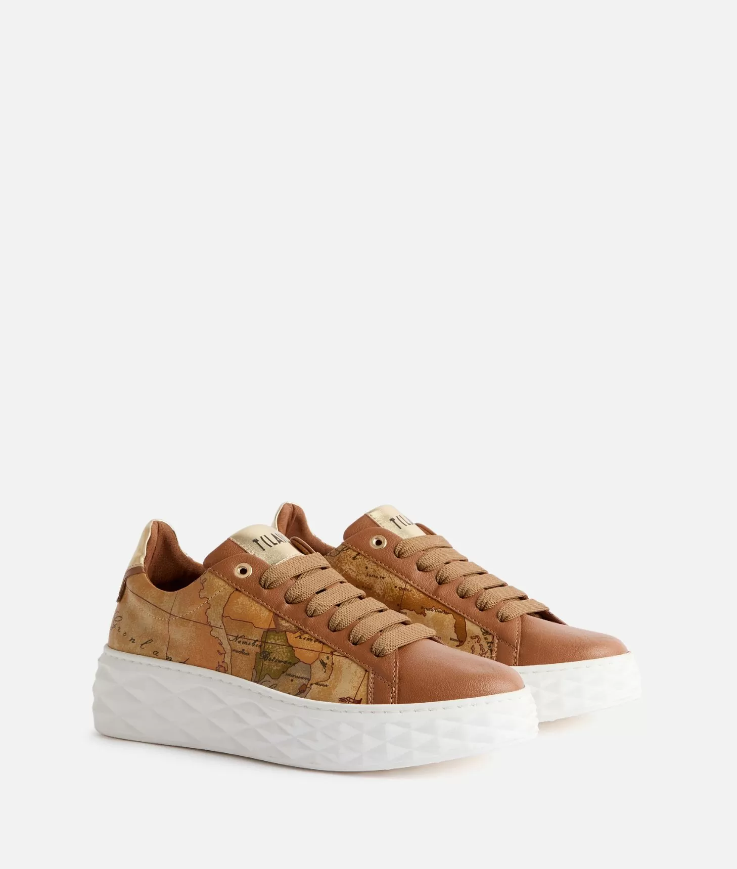 Alviero martini 1a classe Sneakers in eco nappa con lati Geo Classic Castagna Duty-free