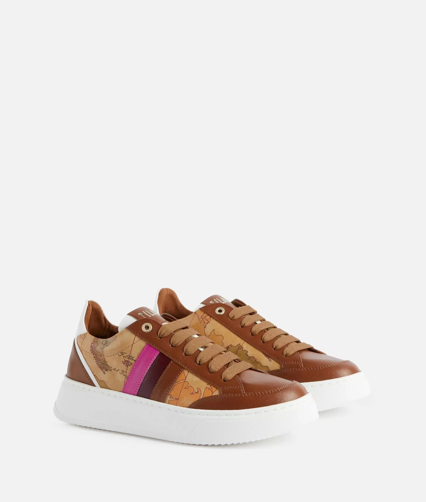 Alviero martini 1a classe Sneakers in pelle liscia con bande laterali Castagna 2025